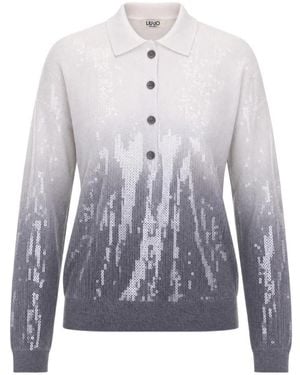 Liu Jo Tops ,Grijs ,Pailletten Polo Shirts - Blauw