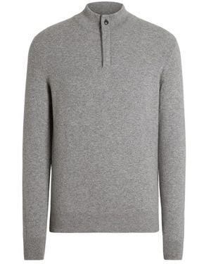 ZEGNA Kaschmir Zip-Up Rollkragenpullover Grau