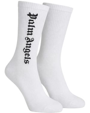 Palm Angels Long Cotton Socks Pmra001C99Fab0020110 - White