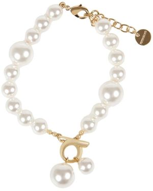 Ferragamo Accessoires ,Wit ,Gancini Parel Armband - Metallic