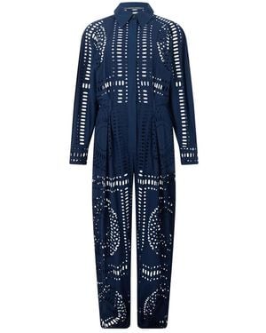Alberta Ferretti Jumpsuit Mit Kragen - Blau