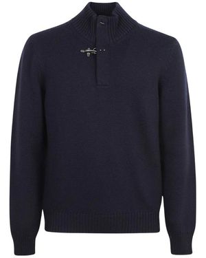 Fay Truien & Vesten ,Blauw ,Gancio Trui Met Elleboogpatches