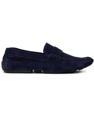 Bally Blaue Wildleder-Loafer Mit Logodetail