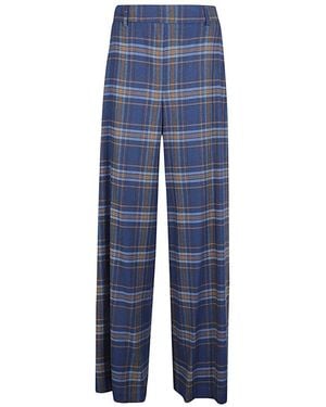 Niu Broeken ,Blauw ,Wijde Geruite Broek