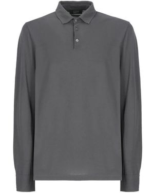 Zanone Graues baumwoll-poloshirt mit kragen
