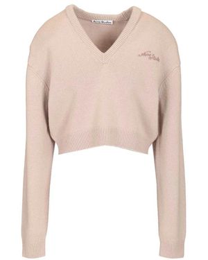 Acne Studios Wollen Trui Met V-Hals - Roze