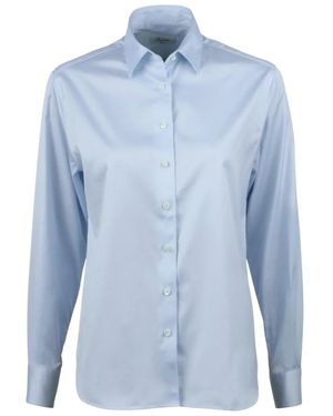 Stenströms Blaues baumwollhemd klassischer stil