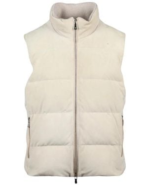 Eleventy Jassen ,Leer Smanicato Vest - Naturel
