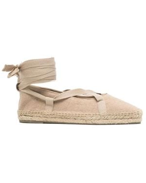 Castañer Schoenen ,Leer Petunia Flat Espadrilles - Naturel