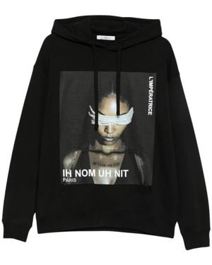 ih nom uh nit Hoodies & Sweatvesten ,Zwart ,Katoen Graphic Pullover Hoodie