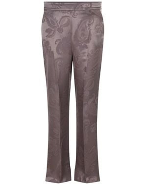 Etro Broeken ,Bruin ,Paisley Jacquard Wide Broeken - Grijs