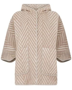 Peserico Oversized Jas Met Zigzagpatroon - Naturel