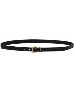 Saint Laurent Klassischer Ledergürtel Schnalle - Schwarz