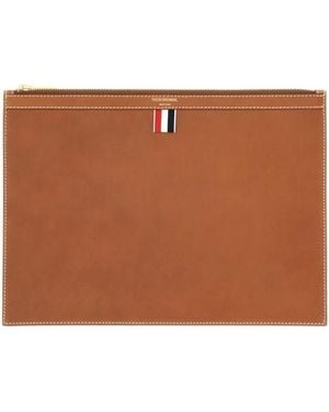 Thom Browne Pebble Grain Medium Document Houder - Bruin