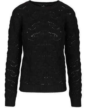 Etro Wollmischpullover Mit Paisley-Detail - Schwarz
