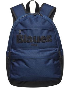 Blauer Einfacher Nylon Rucksack Blau