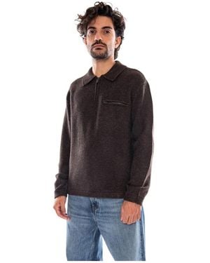 Levi's Hoodies & Sweatvesten ,Bruin ,Wol Boulder Quarter Zip - Zwart