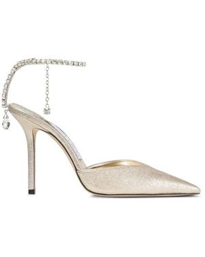 Jimmy Choo Saeda 100 Crystal-Embellished Court Shoes - Metallic