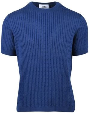 Alpha Studio Round-Neck Knitwear - Bleu