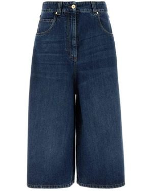 Brunello Cucinelli Wide-Leg Cropped Jeans - Blauw