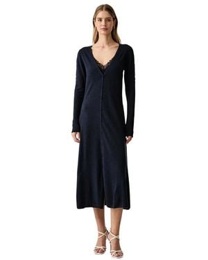 Pinko Kleedjes ,Blauw ,Wol Ululato Midi-Jurk