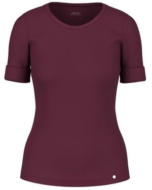Marc Cain Shirt Van Katoenmix Met Korte Mouwen - Paars