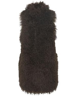 Bully Oversized Kunstfell-Gilet - Schwarz