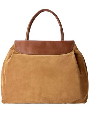 Dries Van Noten Blossom Suede Top Handle Bag - Bruin