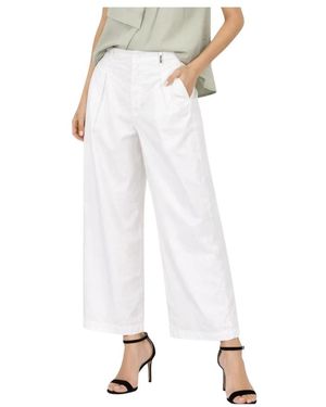 High Broeken ,Wit ,Leer Estella Wijde Broek