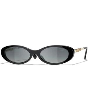 CHANEL Oval Sonnenbrille - Schwarz