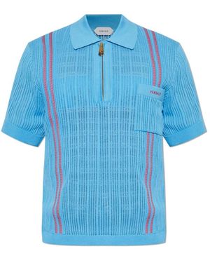 Versace Truien & Vesten ,Blauw ,Katoen Pocket Polo Shirt