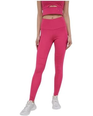 EA7 Broeken ,Paars ,Logo Print Ankle Leggings - Roze