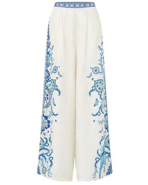 CAMILLA Broeken ,Veelkleurig ,Zijden Tuck Front Lullaby Broek - Blauw