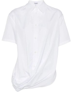 Loewe Overhemden ,Wit ,Katoen Katoenen Blouse Met Drapering