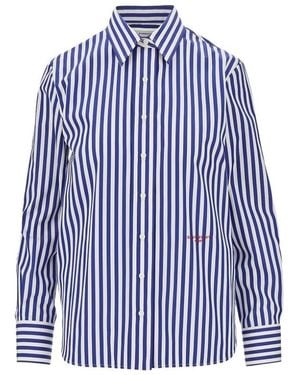 Givenchy Overhemden ,Blauw ,Katoen Gestreept Katoenen Popeline Overhemd