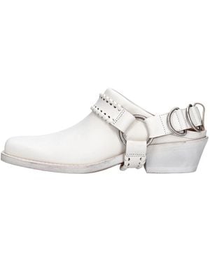 Buttero Heeled Mules - White