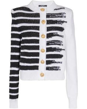 Balmain Buttoned Marinière Cardigan - Zwart