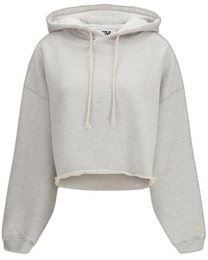 Golden Goose Hoodies & Sweatvesten ,Grijs ,Katoen Star Cropped Hooded Sweatshirt