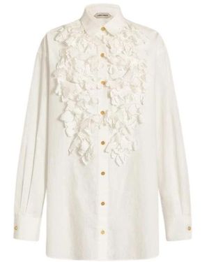 Alberta Ferretti Overhemden ,Katoen Katoenen Blouse Met Bloemenapplicaties - Wit