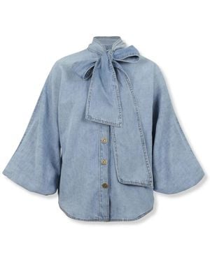 Zimmermann Overhemden ,Blauw ,Katoen Indra Blouse Met Strikkraag