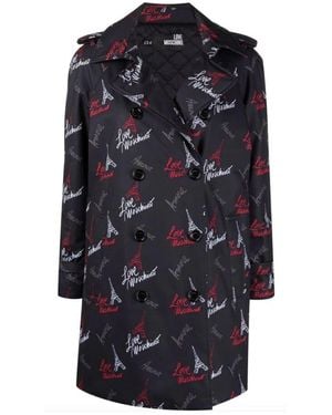 Love Moschino Double-Breasted Coats - Blue