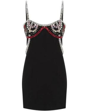 Nue Mini Jurk Met Kristallen - Zwart