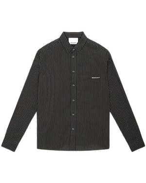 Isabel Marant Gestreiftes Baumwoll-Langarmhemd - Schwarz