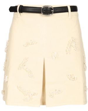 Self-Portrait Beaded Floral Denim Mini Skirt - Naturel