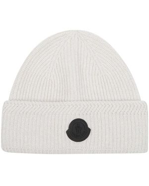 Moncler Accessoires ,Wit ,Logo Tricot Muts