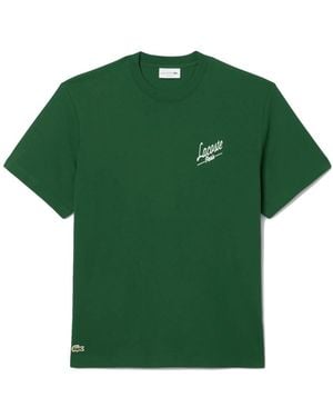Lacoste Tops ,Groen ,Katoen Gebreid Jersey T-Shirt Met Meerdere Prints
