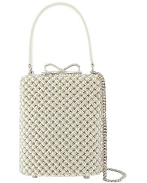 Self-Portrait Kristall Chainmail Mini Tasche - Weiß