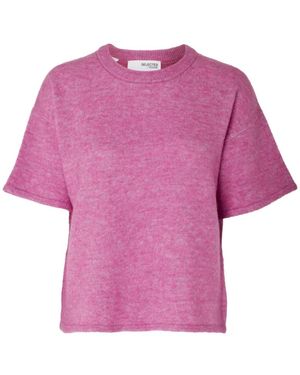 SELECTED Weicher Strickpullover Mit O-Ausschnitt - Lila
