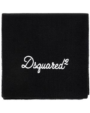 DSquared² Wollschal Mit Gesticktem Logo - Schwarz