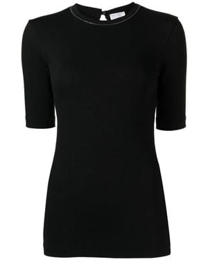 Brunello Cucinelli Monili-Detail Schwarzes T-Shirt Und Polo